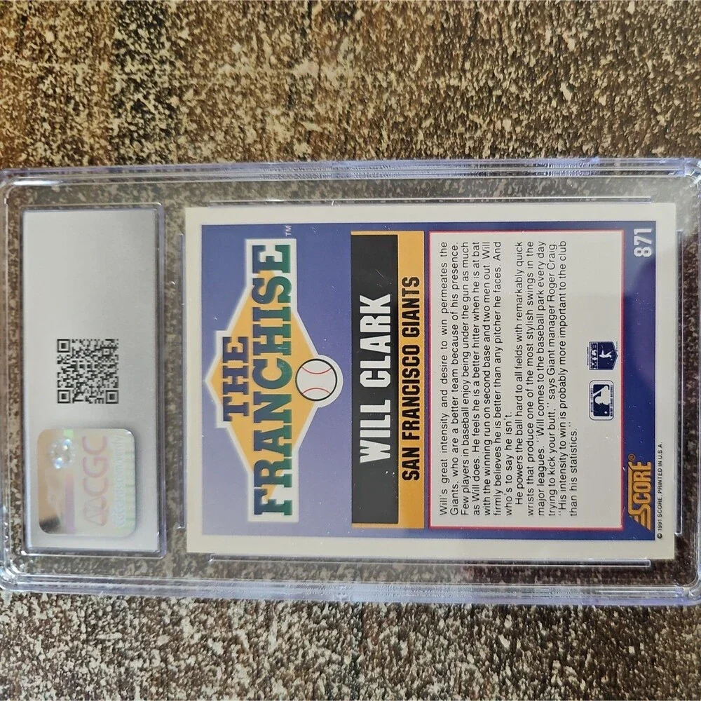 Will Clark Card 1991 Score #871 CGC 7.5 NM, San Francisco Giants